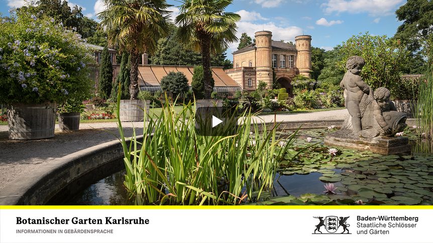 Startbildschirm des Filmes "Botanischer Garten Karlsruhe: Informationen in Gebärdensprache"